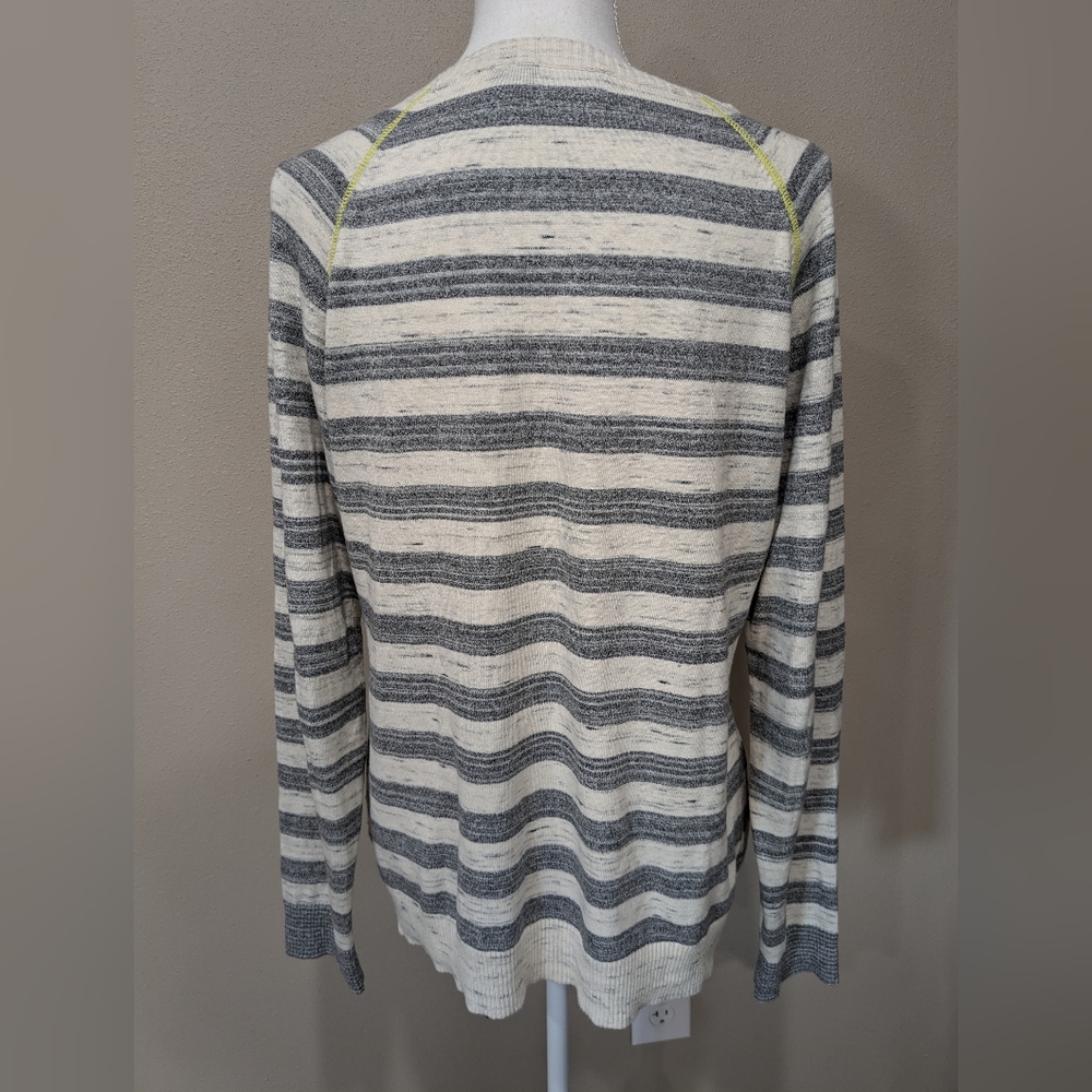 KERSH SWEATER Lightweight STRIPED NEON YELLOW TRIM - Picture 4 of 9